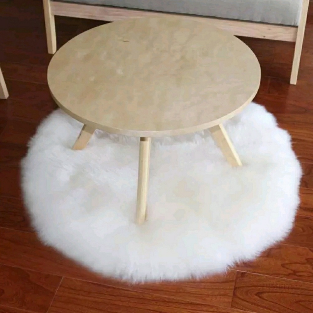 Faux Fur Snow White 3 Feet Round Area Rug
